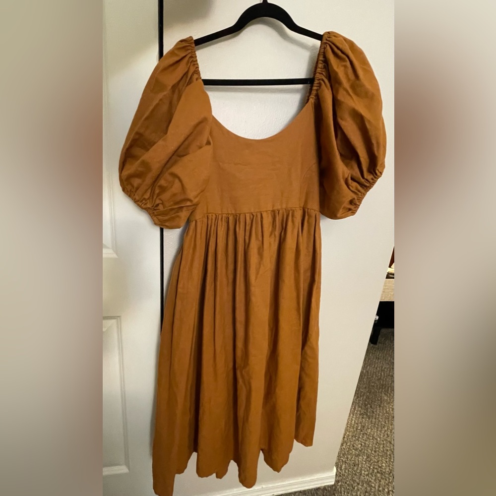 Elegant Brown Midi Dress - Picture 7 of 16